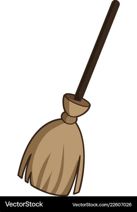 Witch broom icon cartoon style Royalty Free Vector Image