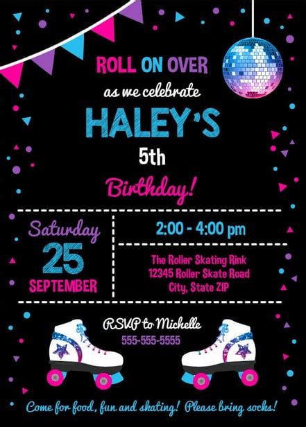 View Roller Skating Birthday Invitations Pictures | Free Invitation Template