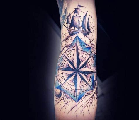 Compass and Ship tattoo by Kati Berinkey | Post 17229