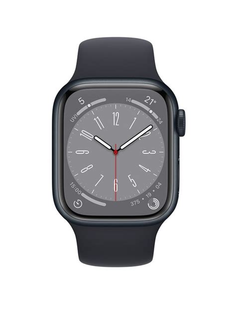 Apple Watch Series 8 (GPS + Cellular), 41mm Midnight Aluminium Case with Midnight Sport Band ...