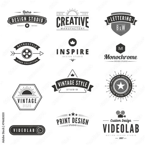 Vintage Retro Logos Labels vector. Typography Logo Stock Vector | Adobe Stock