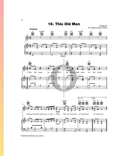 This Old Man (Anonymous) Piano Sheet Music - OKTAV