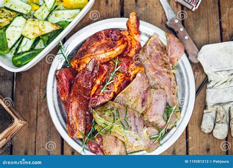 Marinated Meat Prepared for Grill Stock Image - Image of grid, fire: 119281213