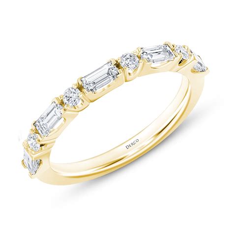 14K Yellow Gold Alternating 0.12 CTW Round & 0.52 CTW Baguette Diamond ...