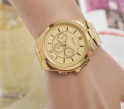 2015 new men and women fashion watches fake gold alloy quartz watch ...