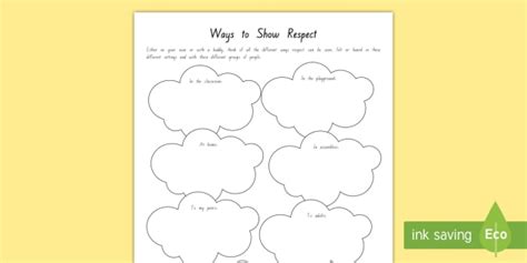 Ways to Show Respect Worksheet (teacher made)