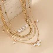 Irregular Pearl Tassel Decorative Necklace Simple Fashion Versatile Chain Necklace Set - Temu
