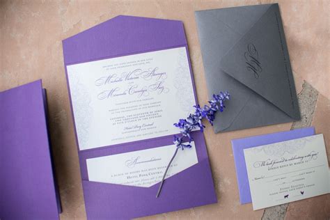 Purple Lace Wedding Invitations - Paper and Home