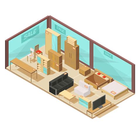 Furniture Store Isometric Composition 1486418 Vector Art at Vecteezy