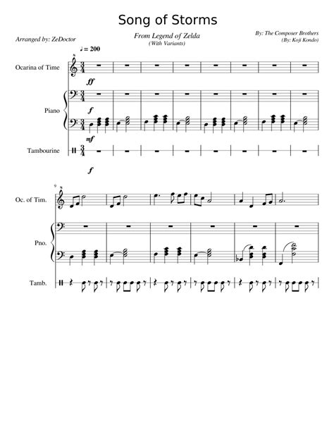 Song of Storms (With variants) Sheet music for Piano, Other Woodwinds, Percussion | Download ...