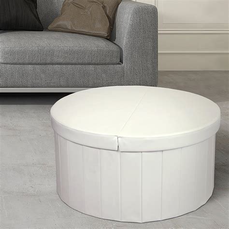 Best round white leather ottoman tufted - Your House