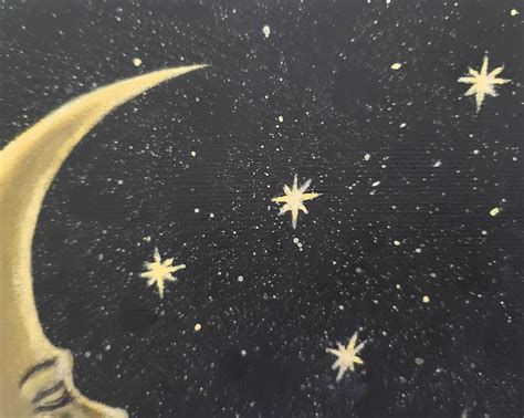 Sleeping Moon in the Night Sky Moon Painting Night Sky - Etsy