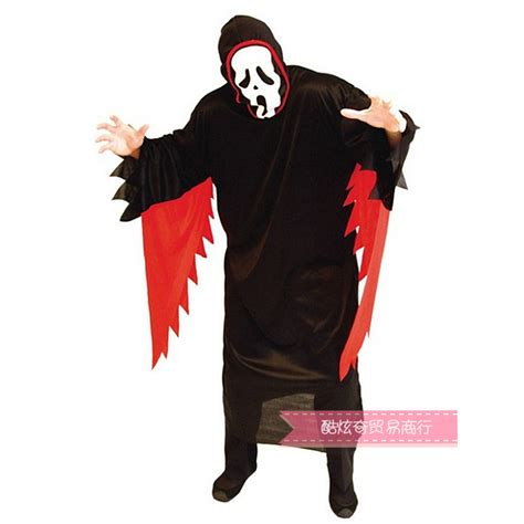 Adult Halloween Devil Demon Costume Scary Ghost Face Robe For Parties ...