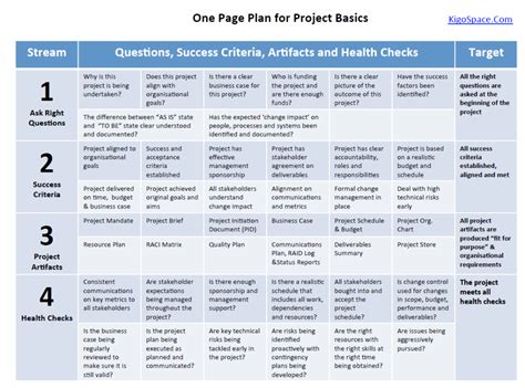 Project Management 101 - One Page Plan for Project Basics | How to plan ...