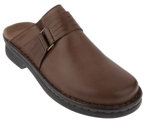 "As Is" Clarks Leather Comfort Clogs w/Buckle Detail — QVC.com