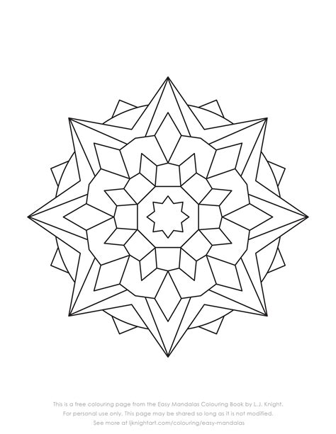 Free Easy Mandala Colouring Page Download | L.J. Knight Art