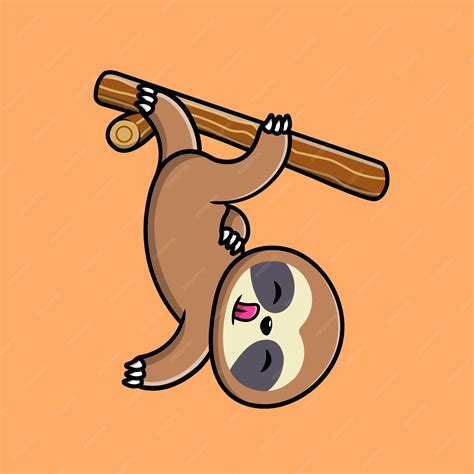 Premium Vector | Cute sloth hanging on tree cartoon vector icon illustration