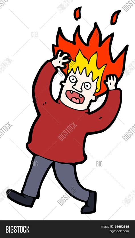 cartoon man with hair on fire Stock Photo & Stock Images | Bigstock