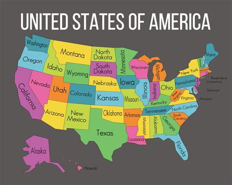 Map of the United States Instant Download Map USA Map with