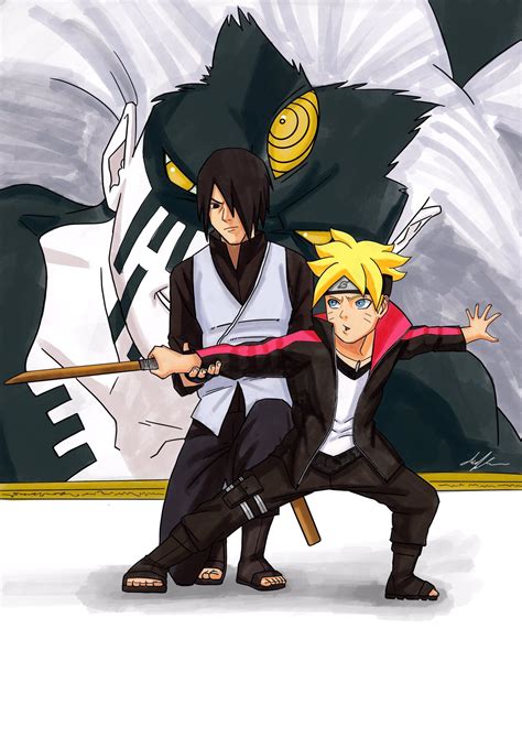 Sasuke & Boruto Sword Training - Coloured Drawing. : r/Boruto