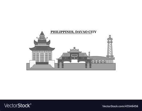 Philippines davao city city skyline isolated Vector Image