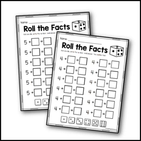 Roll the Addition Facts – Printables Club