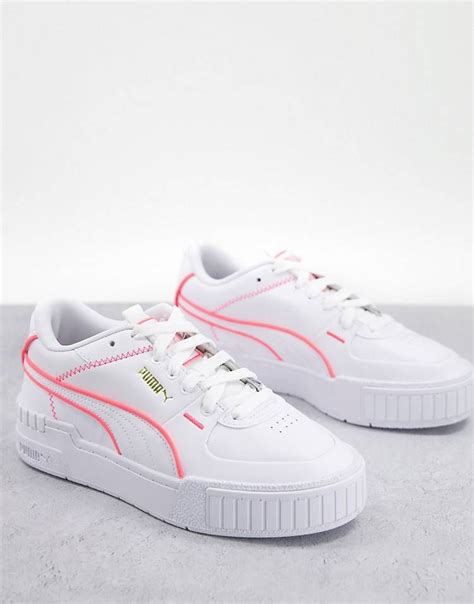 Puma Cali Sport trainers in white with neon pink piping - exclusive to asos | ASOS | Puma cali ...