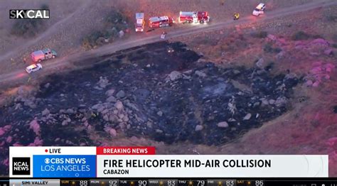 Helicopter fighting California brush fire crashes after mid-air collision