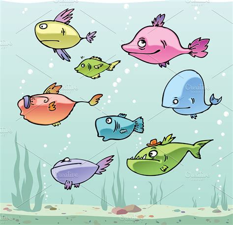 Set of the Cartoon Fishes no.1 | Custom-Designed Illustrations ~ Creative Market