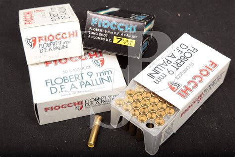 200x 9mm Flobert Ammunition Fiocchi Brass Rimfire Shot Shells # 7 1/2 ...