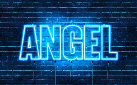 Download wallpapers Angel, 4k, wallpapers with names, horizontal text, Angel name, blue neon ...