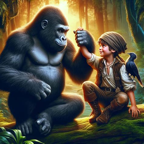 Tarzan playing with a young gorilla by SecretWish0791 on DeviantArt