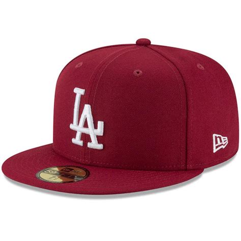 Los Angeles Dodgers Fitted New Era 59Fifty White Logo Cap Hat Burgundy Grey UV | THE 4TH QUARTER