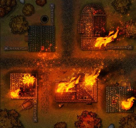 Burning Town | A Fantasy City Map for Dungeons & Dragons