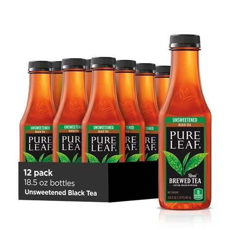 (12 Bottles) Pure Leaf Unsweetened Black Iced Tea, 18.5 fl oz - Walmart.com - Walmart.com