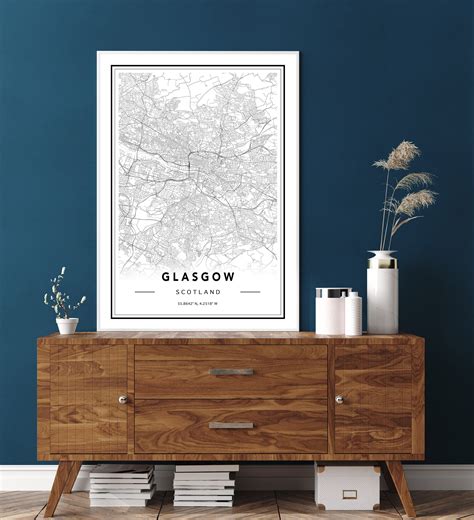 Glasgow Map Print Glasgow Map Poster Glasgow Map Wall Art - Etsy