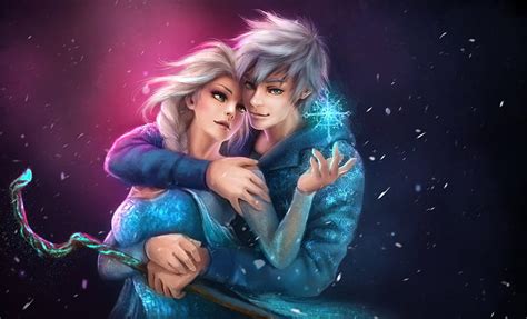 Elsa and Jack Frost, fanart, luminos, guy, elsa, man, jack frost, winter, boy, HD wallpaper | Peakpx