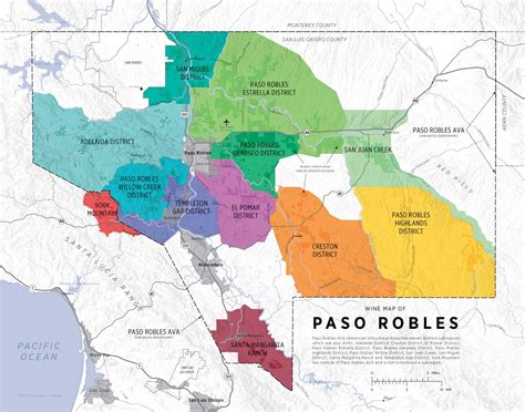 Wine Map of Paso Robles - De Long