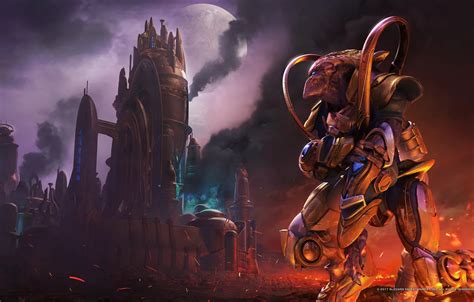 Wallpaper the city, smoke, starcraft, strategy, protoss, lose, protos ...