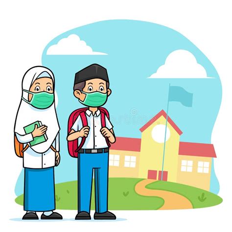 Muslim Kids Clipart In School