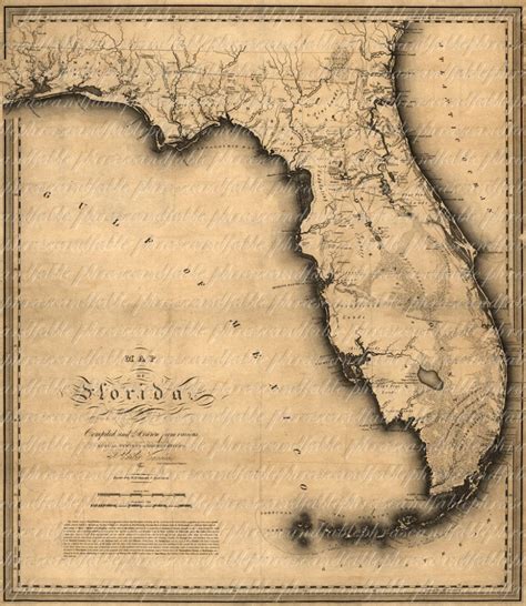 Map Of Florida From The 1800S 139 Ancient New World | Etsy - Florida Old Map - Printable Maps