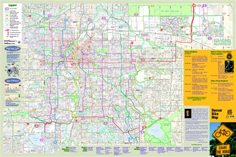 Denver Bike Map - Front - Denver CO • mappery