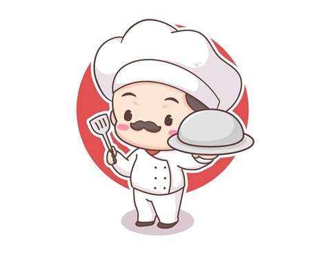 Cute chef logo mascot cartoon character. People Food Icon Concept ...