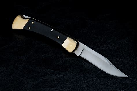 Buck Knives 110 Automatic Lockback Knife Satin Blade w/ Ebony Handle and Leather Sheath ...