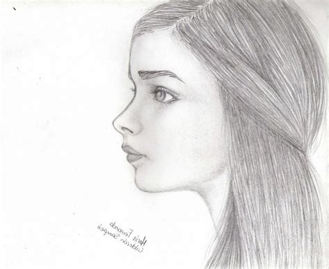 Side Profile Face Woman Sketch at PaintingValley.com | Explore collection of Side Profile Face ...