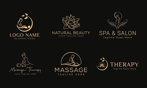 Download set of spa element hand drawn logo with body and leaves logo ...