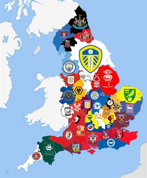 Map of the highest placed team in each of England's historic counties ...