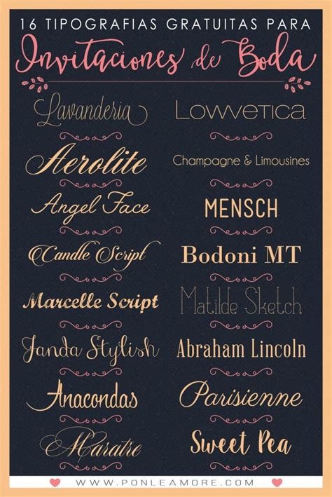 TIPOGRAFÍAS GRATUITAS PARA TUS INVITACIONES DE BODA | Lettering fonts, Tattoo name fonts ...