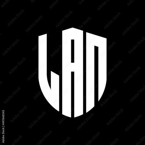 LAN letter logo design. LAN modern letter logo with black background ...