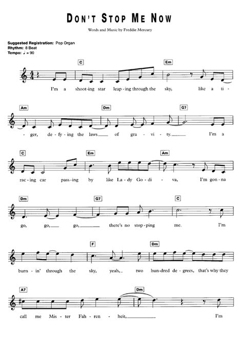 Queen DON'T STOP ME NOW Sheet music | Easy Sheet Music